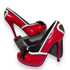 Bettie Page Shoes by Ellie Ginger 5" Bow Stiletto Heels Women's 6